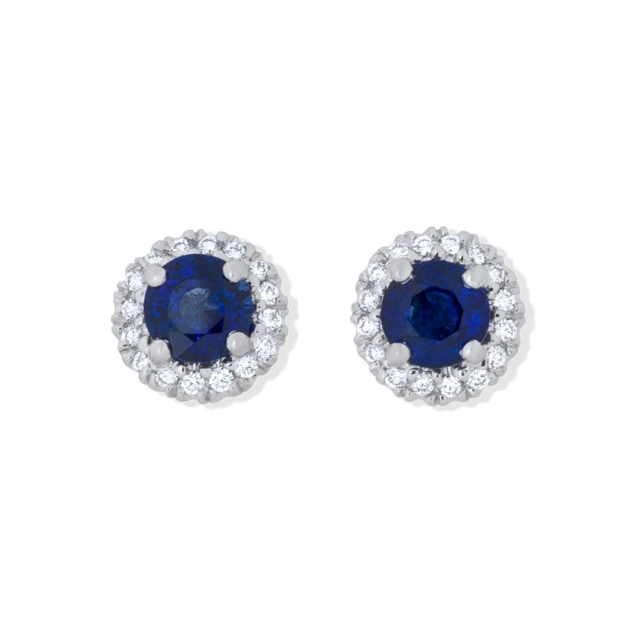 Sapphire and Diamond Halo Stud Earrings