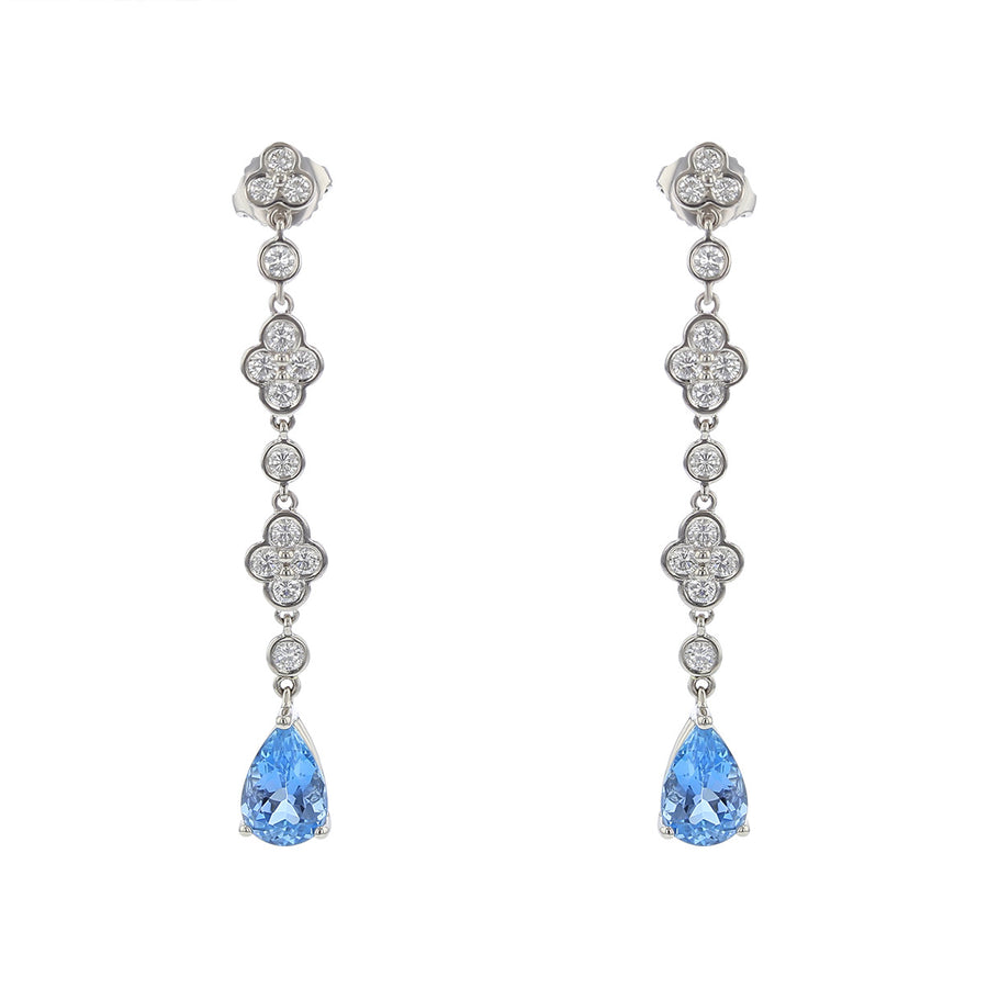 Aquamarine and Diamond Dangle Earrings