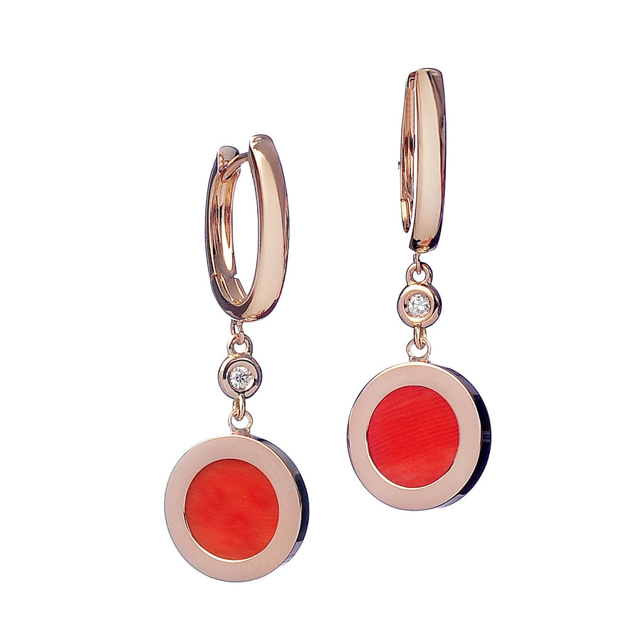 Orange Coral Diamond Drop Earrings