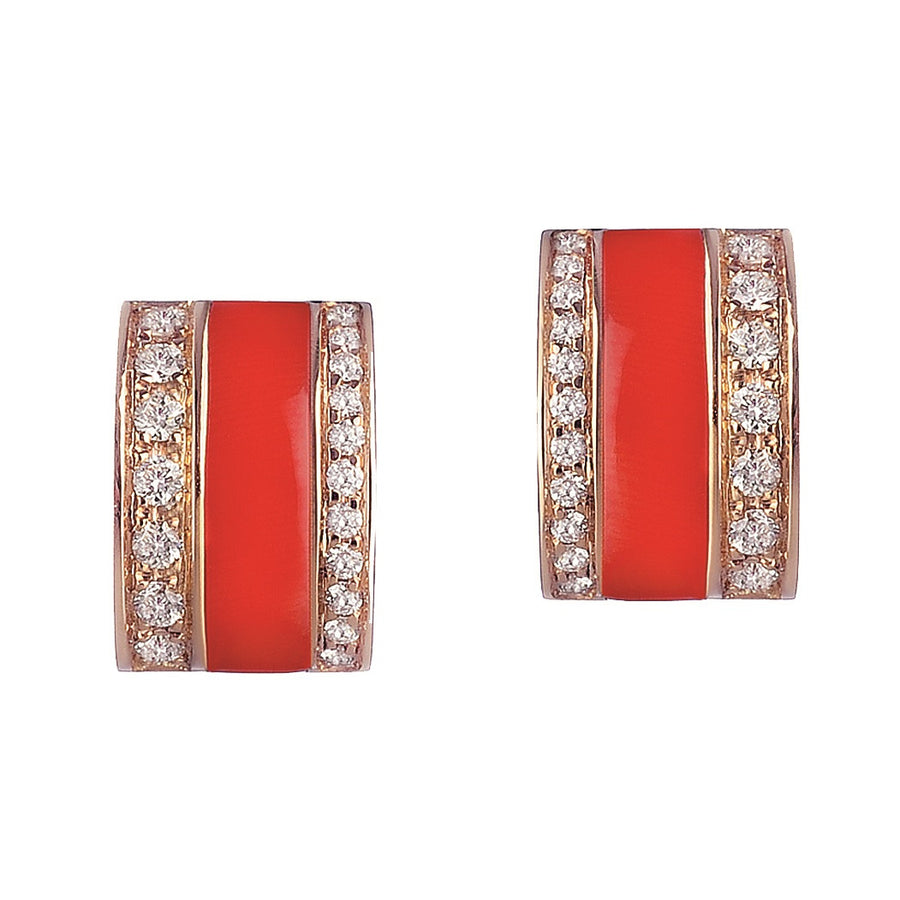 Orange Coral Diamond Earrings