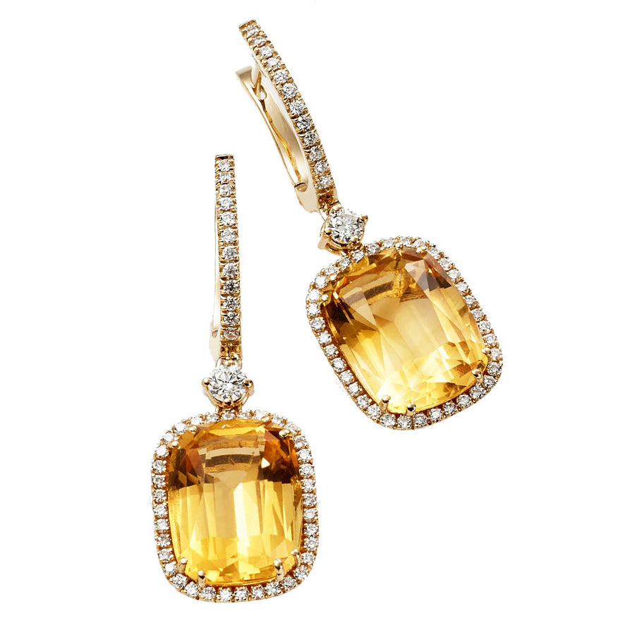 Citrine Diamond Dangle Earrings
