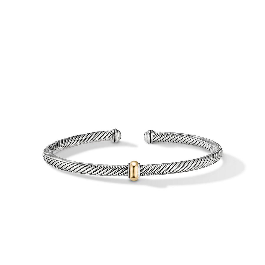 Cable Classics Center Station Bracelet in Sterling Silver with 18K Yellow Gold
