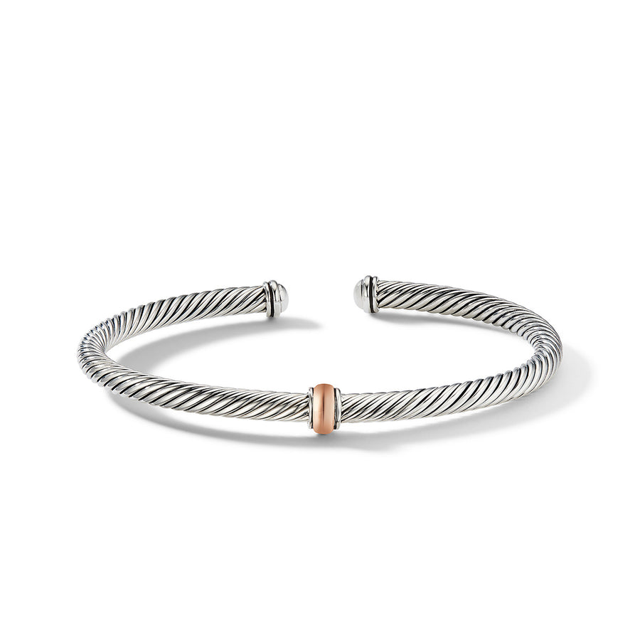 Cable Classics Center Station Bracelet in Sterling Silver with 18K Rose Gold
