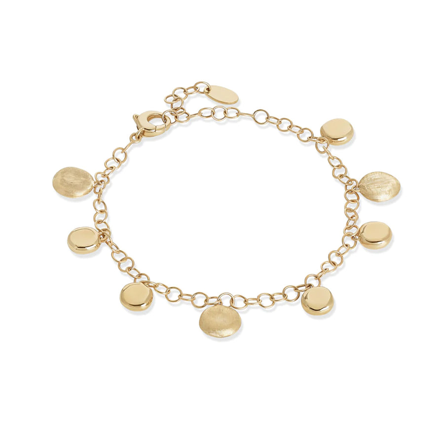 18K Yellow Gold Engraved and Polished Charm Bracelet