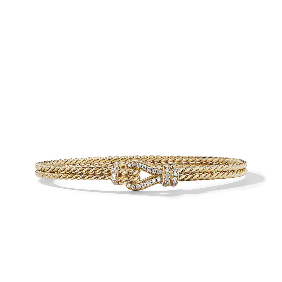 Thoroughbred Loop Bracelet in 18K Yellow Gold with Pave Diamonds