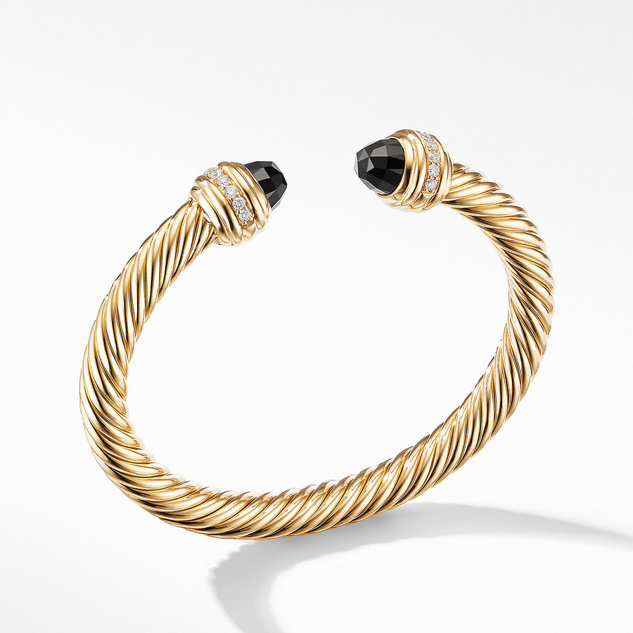 Cable Bracelet in 18K Gold with Black Onyx and Diamonds