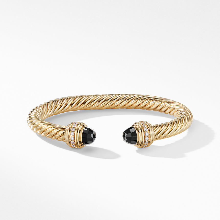 Cable Bracelet in 18K Gold with Black Onyx and Diamonds