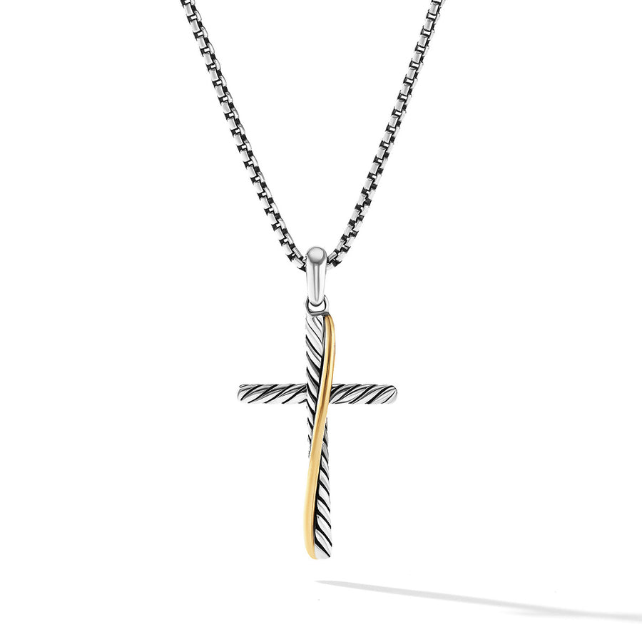 Crossover Cross Pendant with 18K Yellow Gold