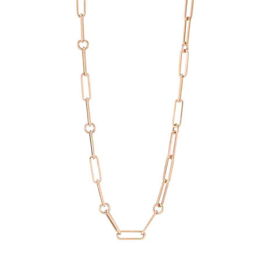 18K Rose Gold Paperclip Chain 22-Inch Necklace