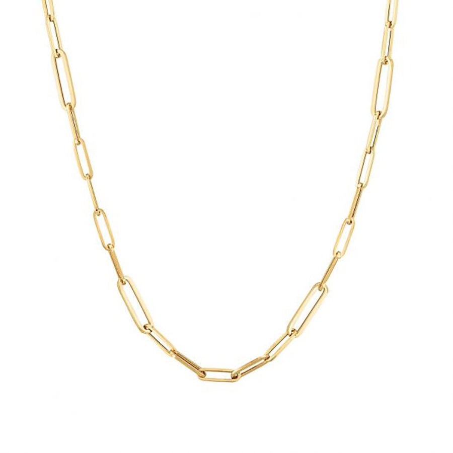18K Alternating Size Paperclip Link Chain