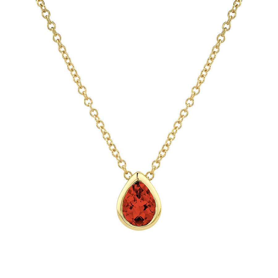 14K Yellow Gold Checkerboard Cut Garnet Pendant Necklace