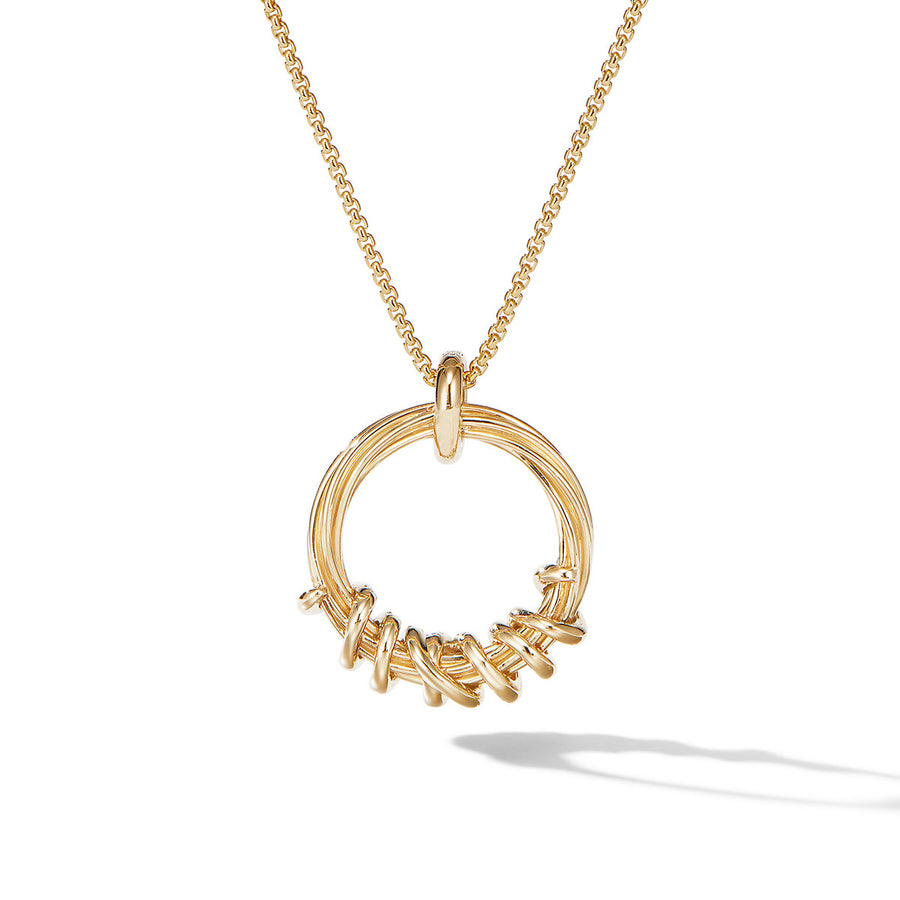 Helena Round Pendant Necklace in 18K Yellow Gold with Pave Diamonds