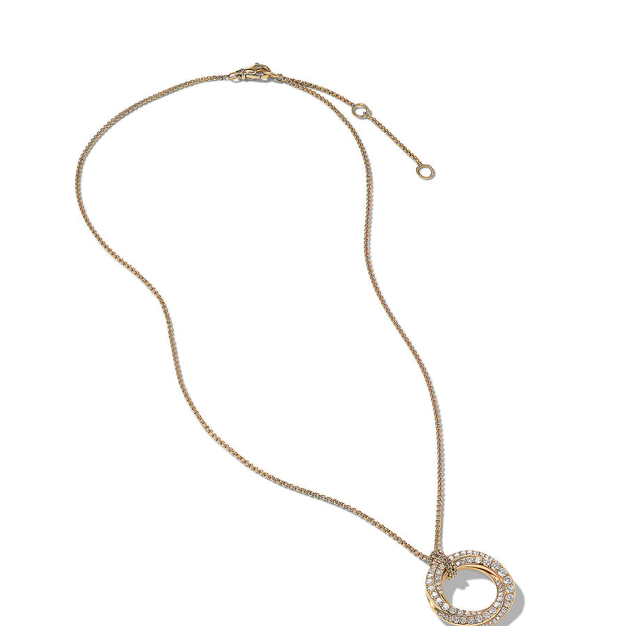 Pave Crossover Pendant Necklace in 18K Yellow Gold with Diamonds