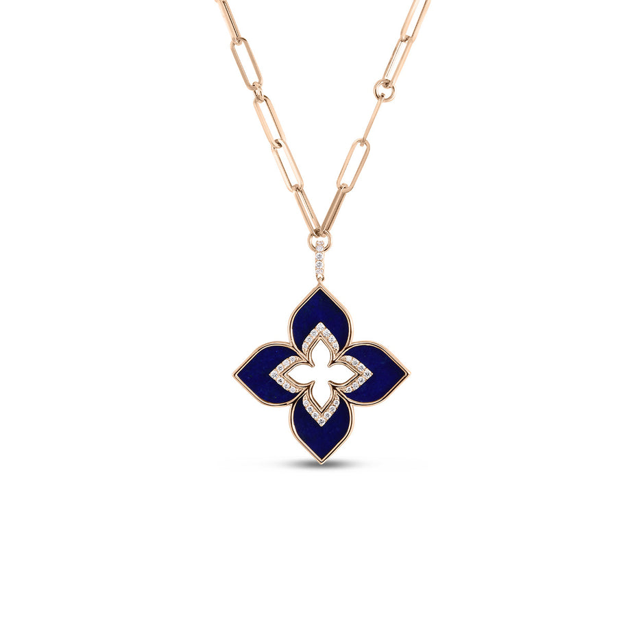Venetian Princess Lapis Diamond Pendant and Chain