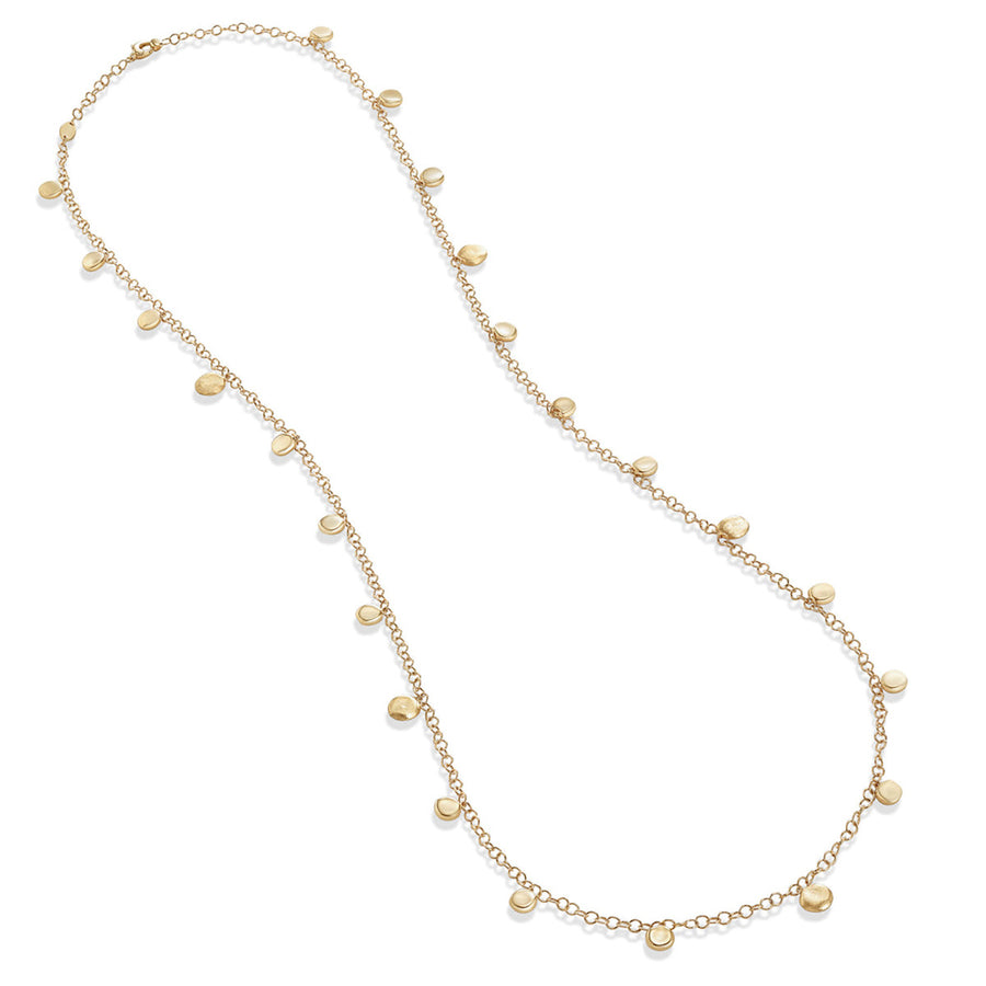 18K Yellow Gold Engraved and Polished Charm Long Necklace