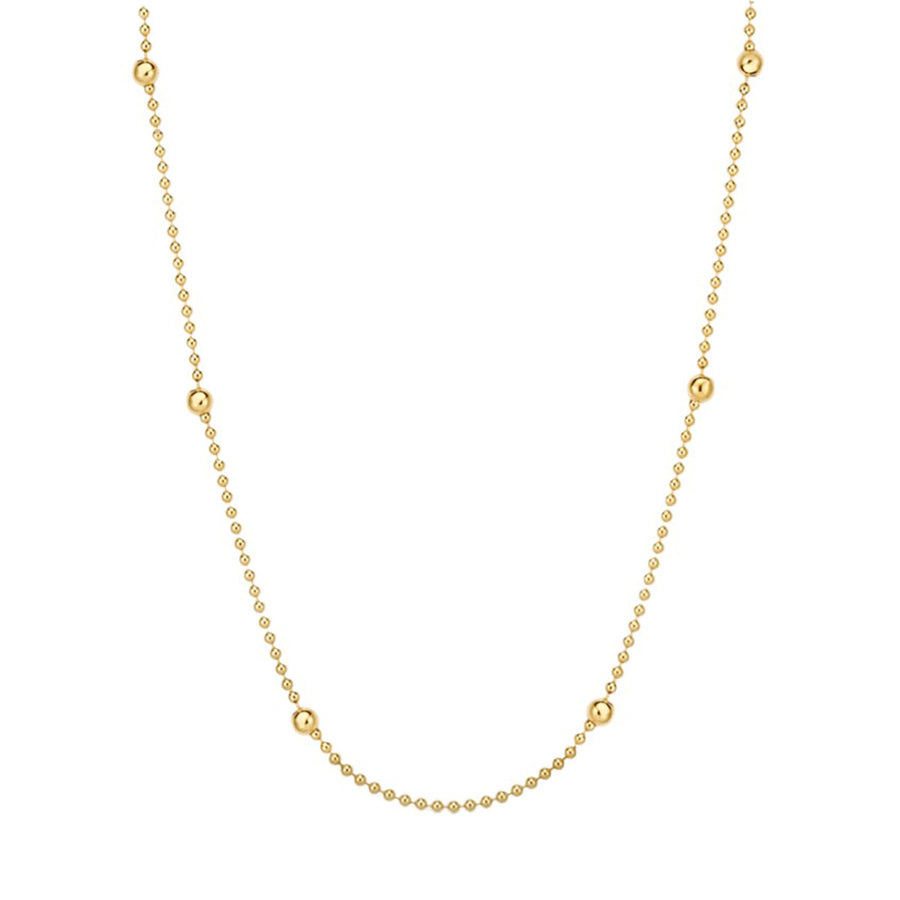 18K Yellow Gold Bead Station Necklace