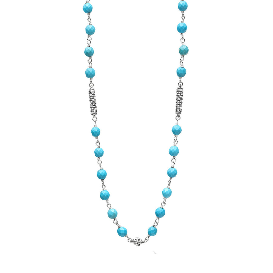 Turquoise Pigtail Link Necklace with Stations
