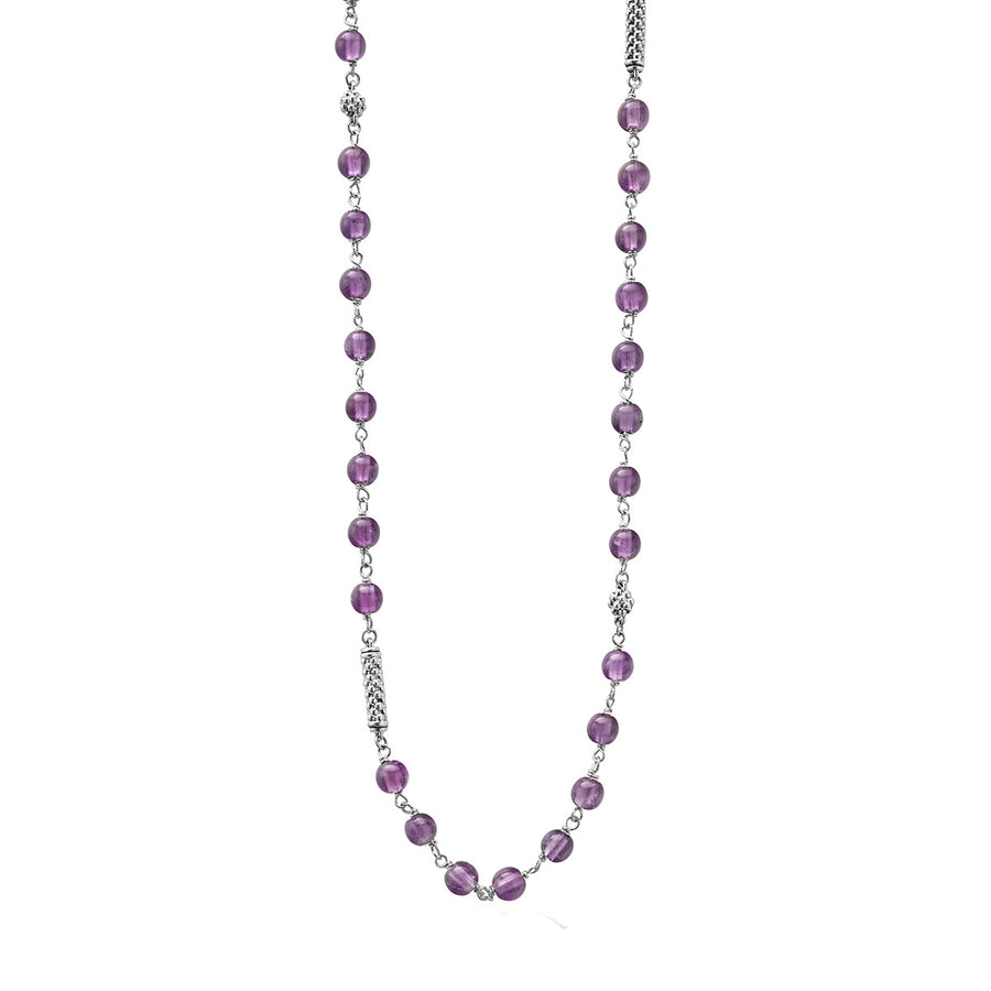 34-Inch Amethyst Pigtail Link Necklace with Stations