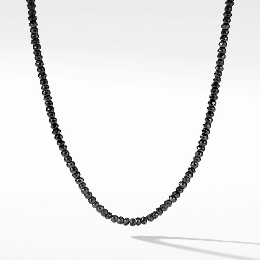 Spiritual Beads Necklace in Sterling Silver with Black Spinel