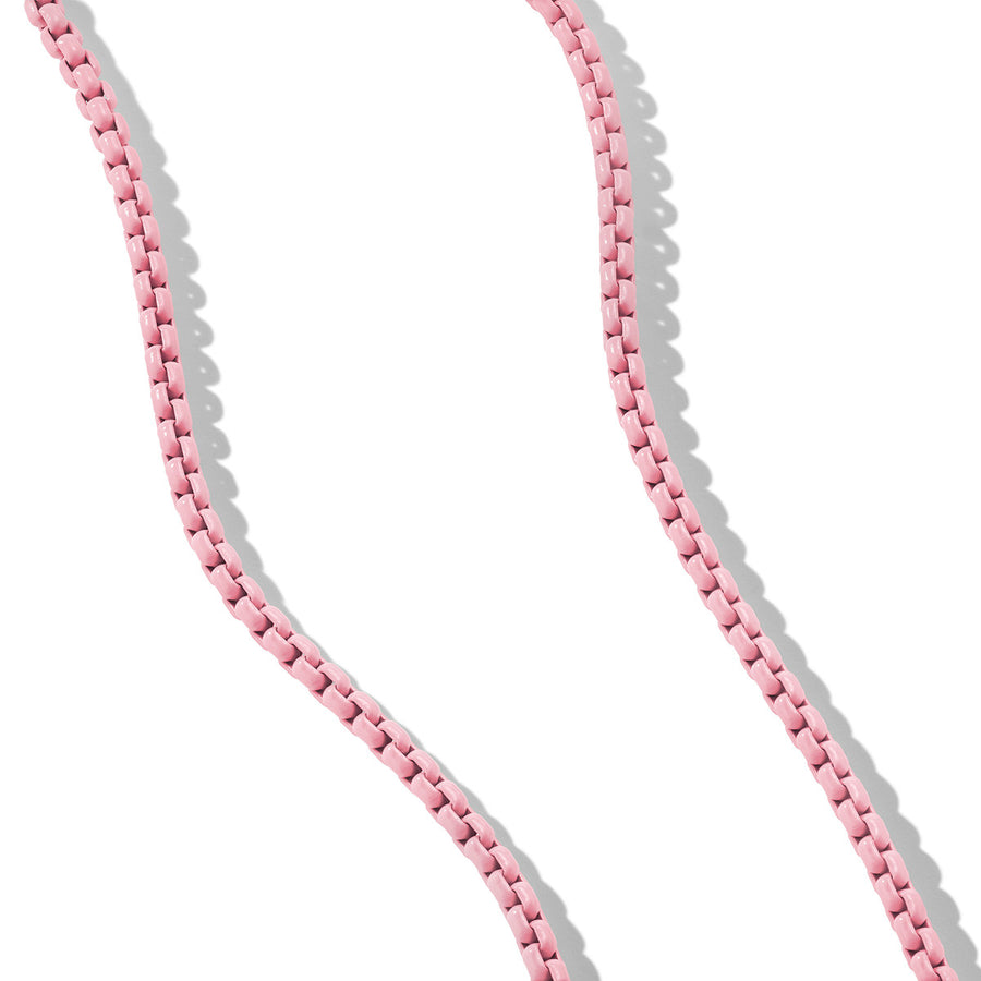 DY Bel Aire Box Chain Necklace in Blush with 14K Yellow Gold Accent