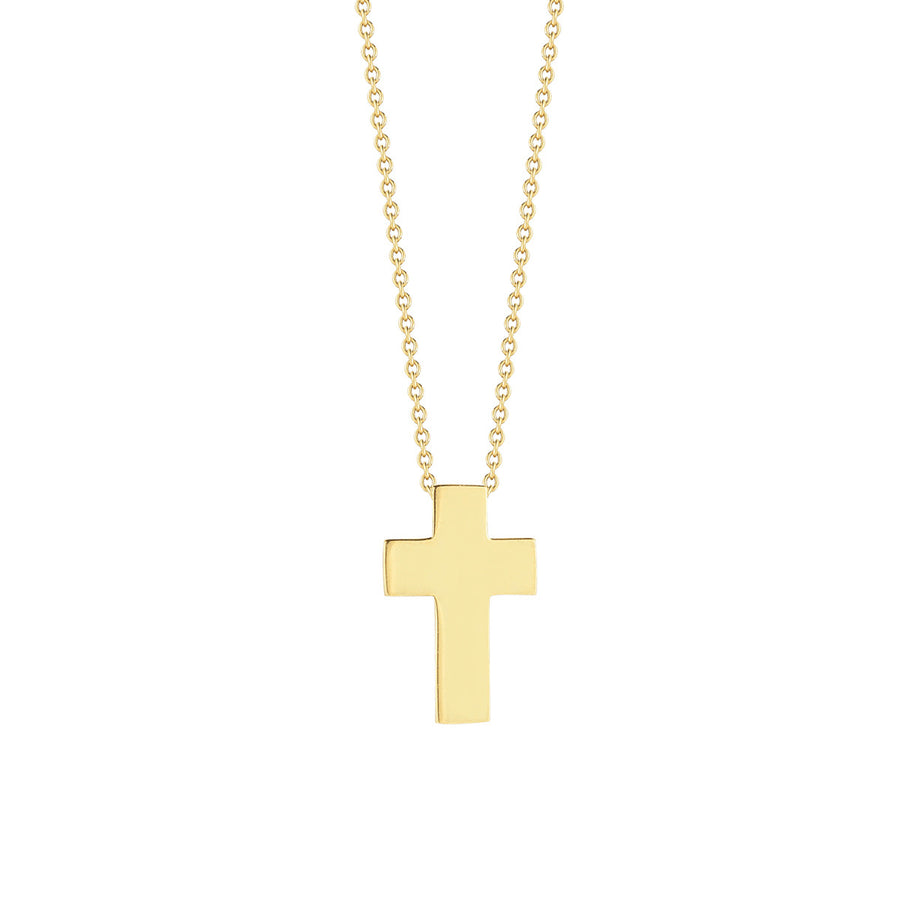 18K Yellow Gold High Polished Cross Necklace