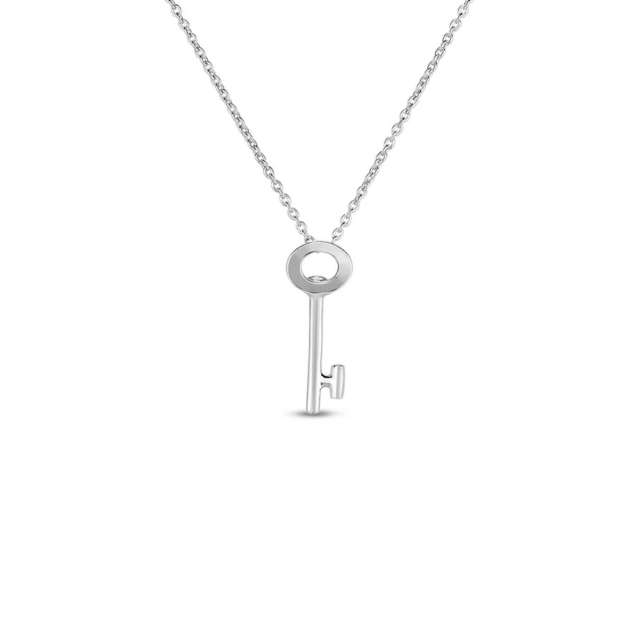 18K White Gold Key Pendant Necklace