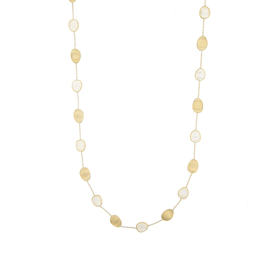18K Yellow Gold White Mother of Pearl Long Necklace