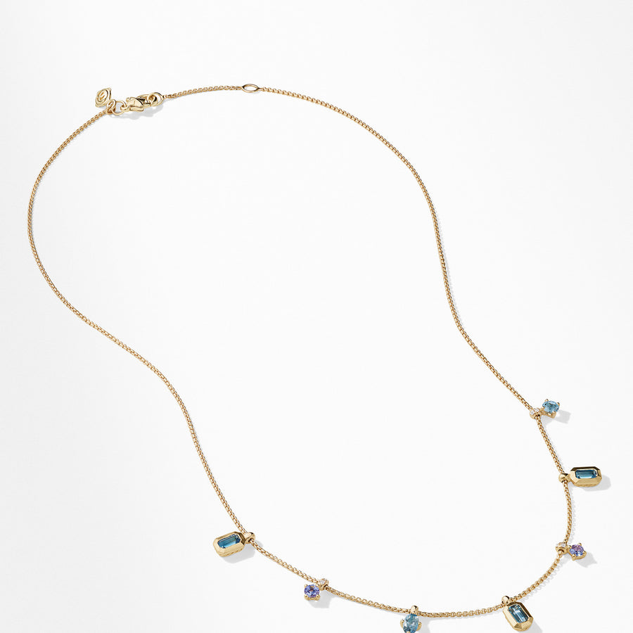 Novella Necklace in Hampton Blue Topaz and Aquamarine with Diamonds
