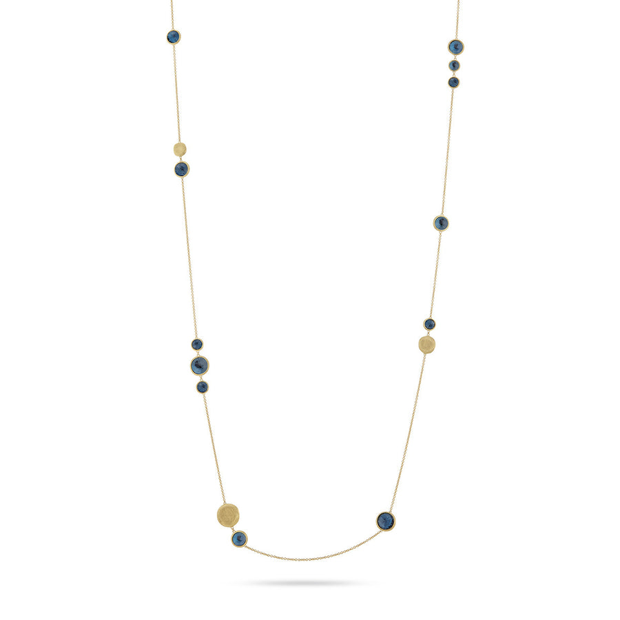 18K Yellow Gold Mixed Blue Topaz Long Necklace