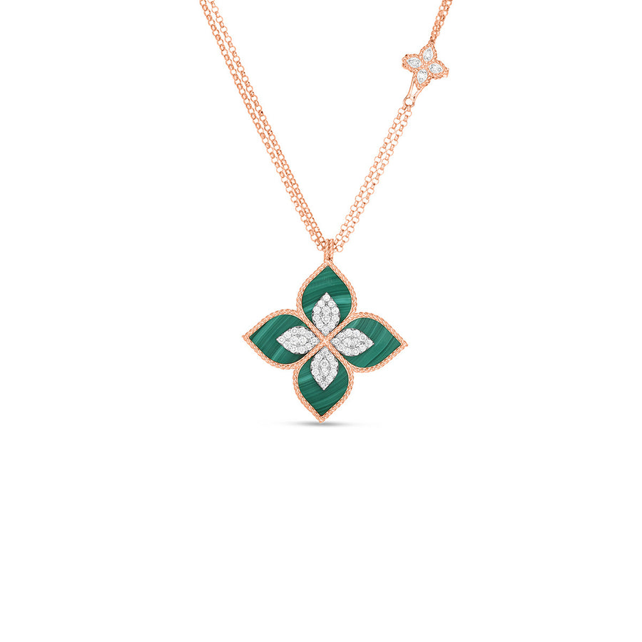 Medium Malachite and Diamond Accent Flower Pendant