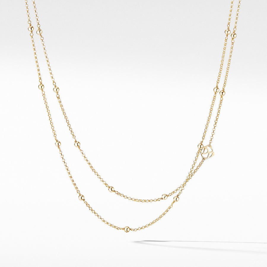 Bead and Chain Necklace in 18K Yellow Gold with Gold Domes