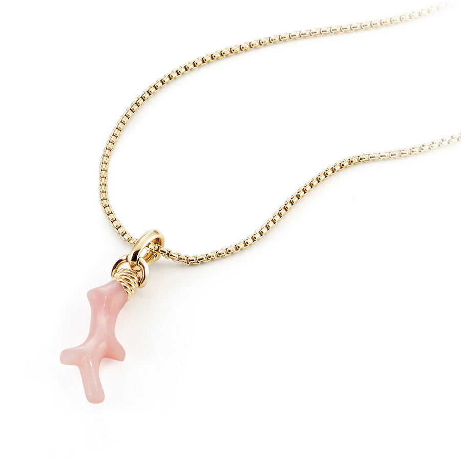 Coral Amulet in Pink Opal with 18k Gold