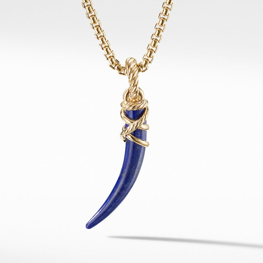 Tusk Amulet with Lapis and 18K Yellow Gold