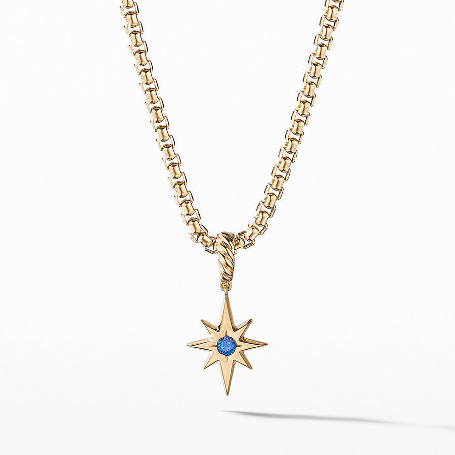 North Star Birthstone Charm in 18K Yellow Gold with Sapphire
