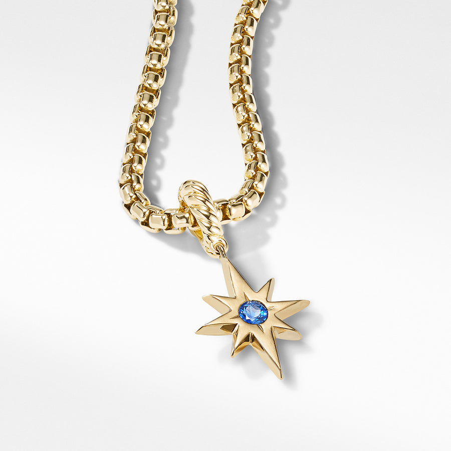 North Star Birthstone Charm in 18K Yellow Gold with Sapphire