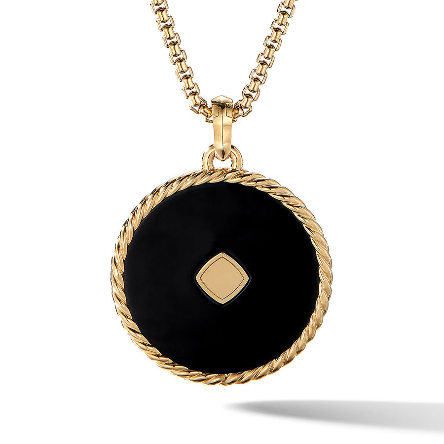 DY Elements Statement Disc Pendant in 18K Yellow Gold with Black Onyx, Rubellite and Pave Diamonds