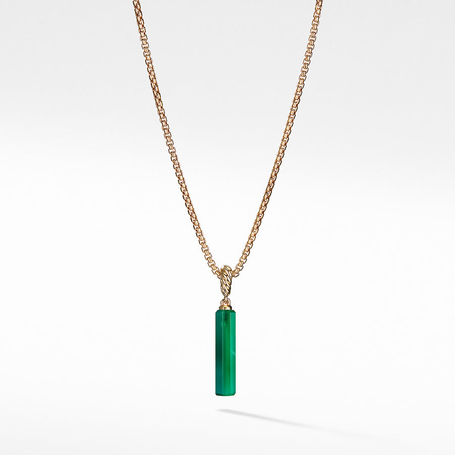 Barrel Charm in Green Onyx with 18K Gold