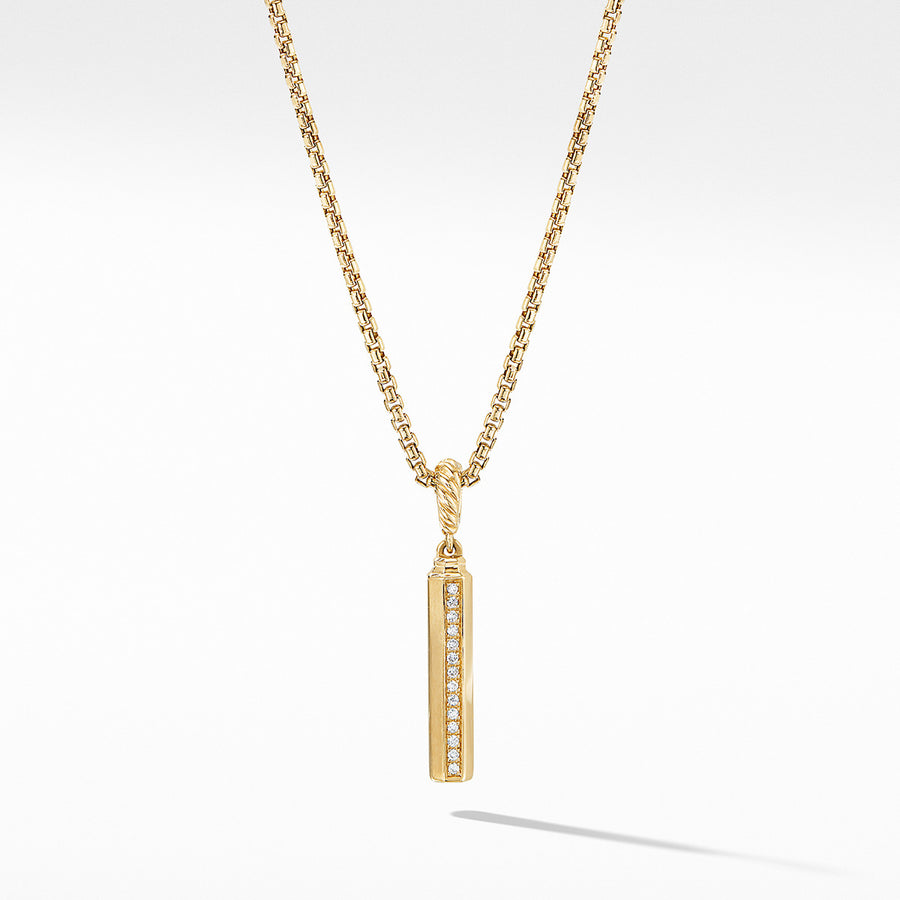 Barrel Amulet in 18K Yellow Gold with Pave Diamond