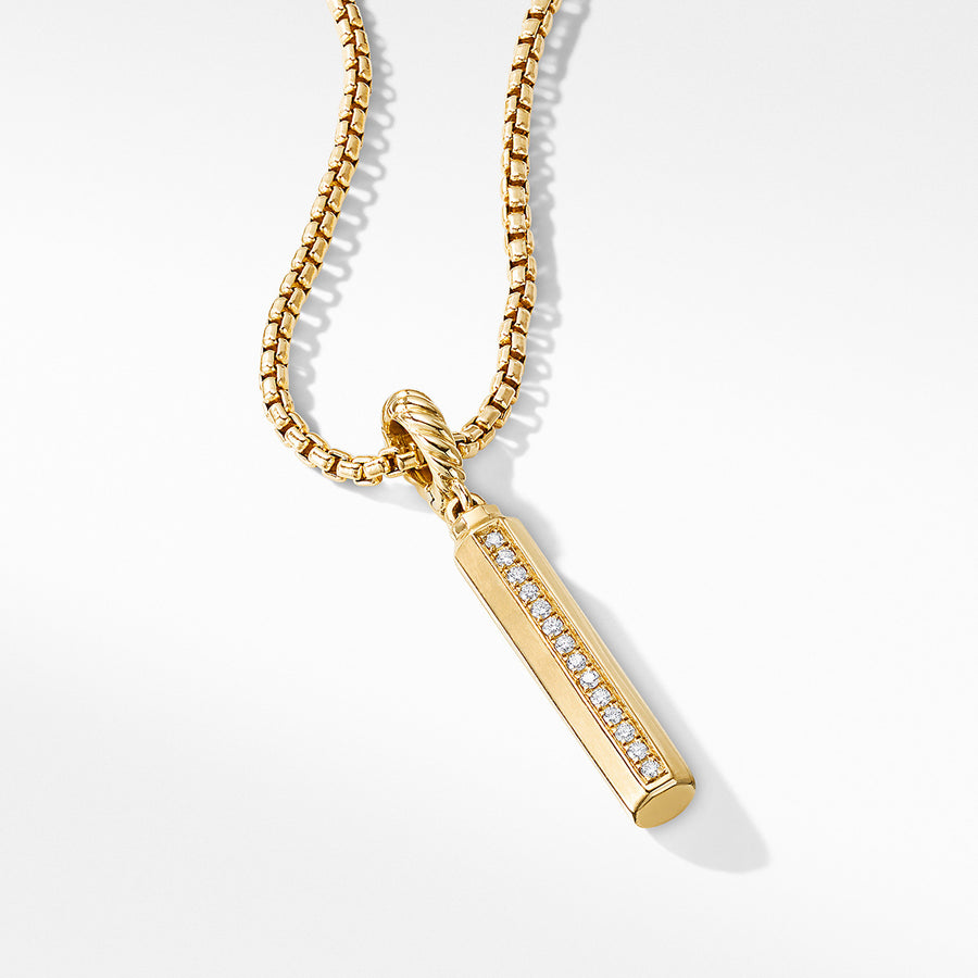 Barrel Amulet in 18K Yellow Gold with Pave Diamond