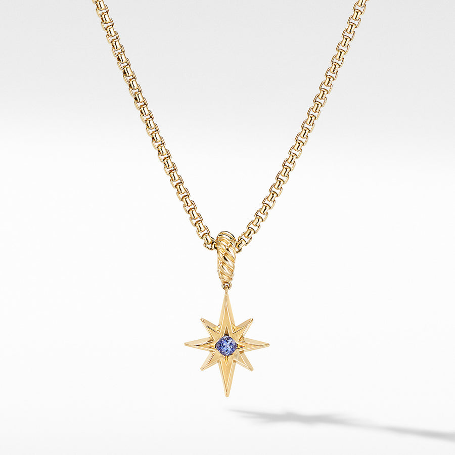 North Star Birthstone Amulet in 18K Yellow Gold with Tanzanite
