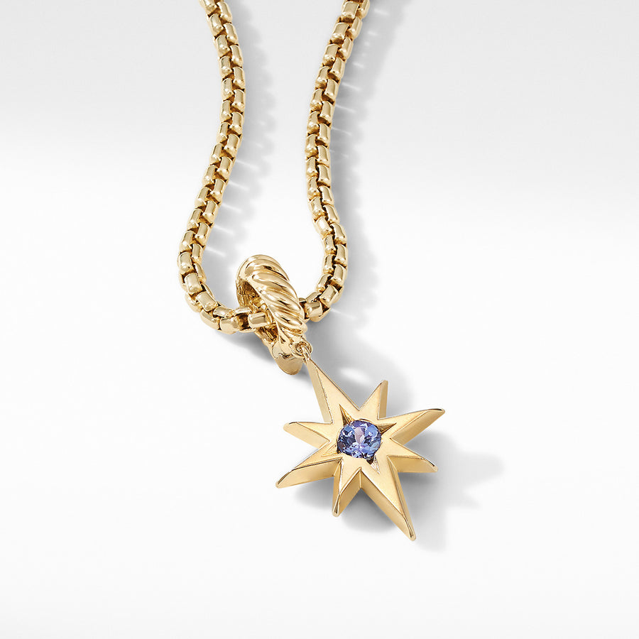 North Star Birthstone Amulet in 18K Yellow Gold with Tanzanite