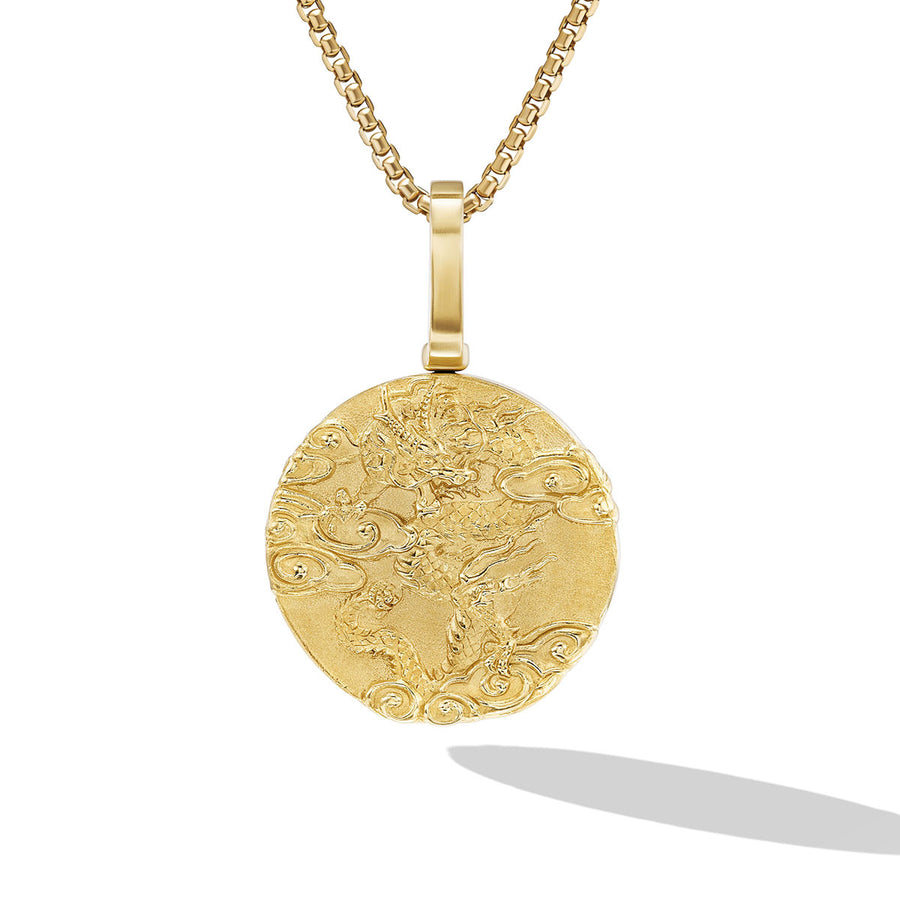 Dragon Amulet Pendant in 18K Yellow Gold without Chain