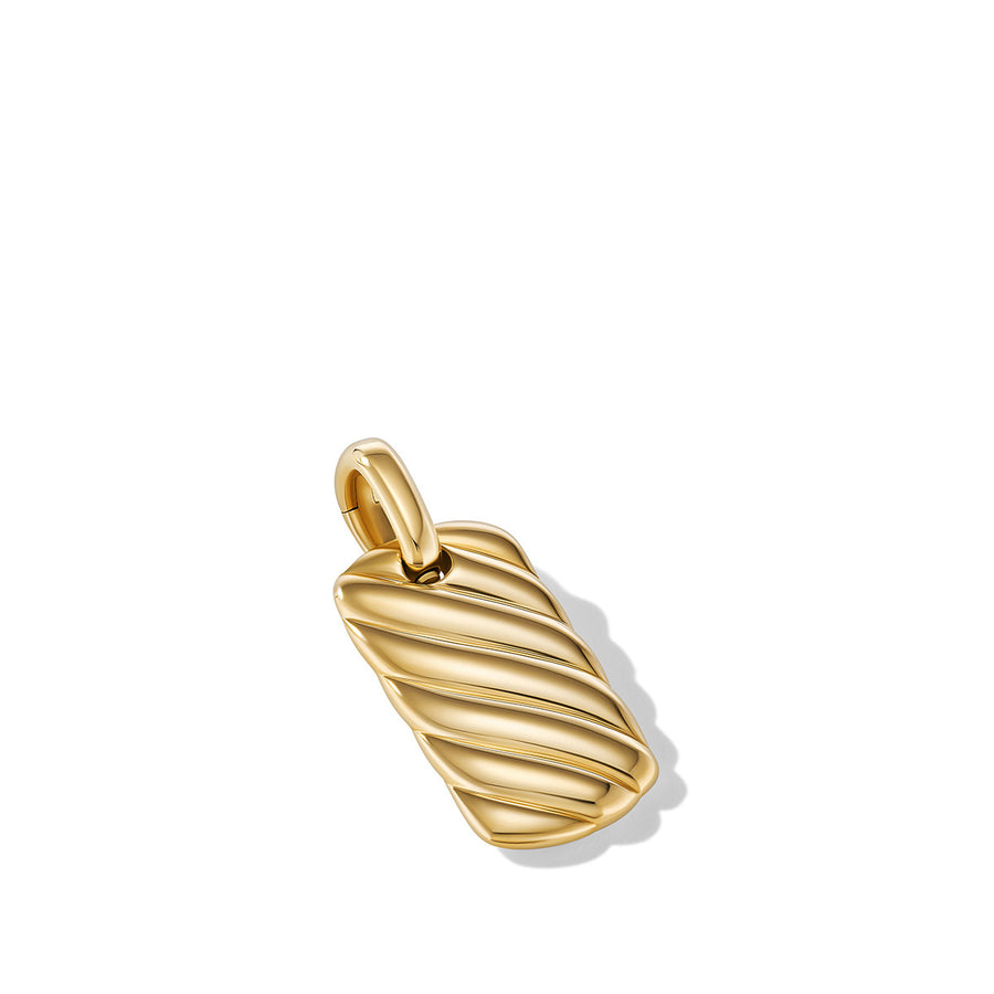 Petite Sculpted Cable Tag in 18K Yellow Gold