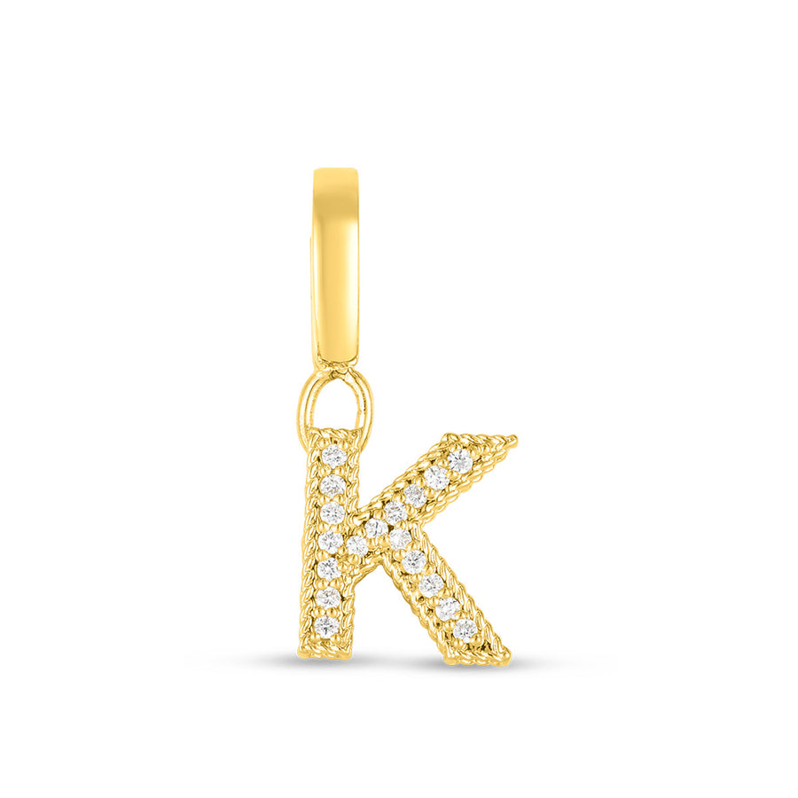 18K Gold and Diamond Princess Letter K Charm
