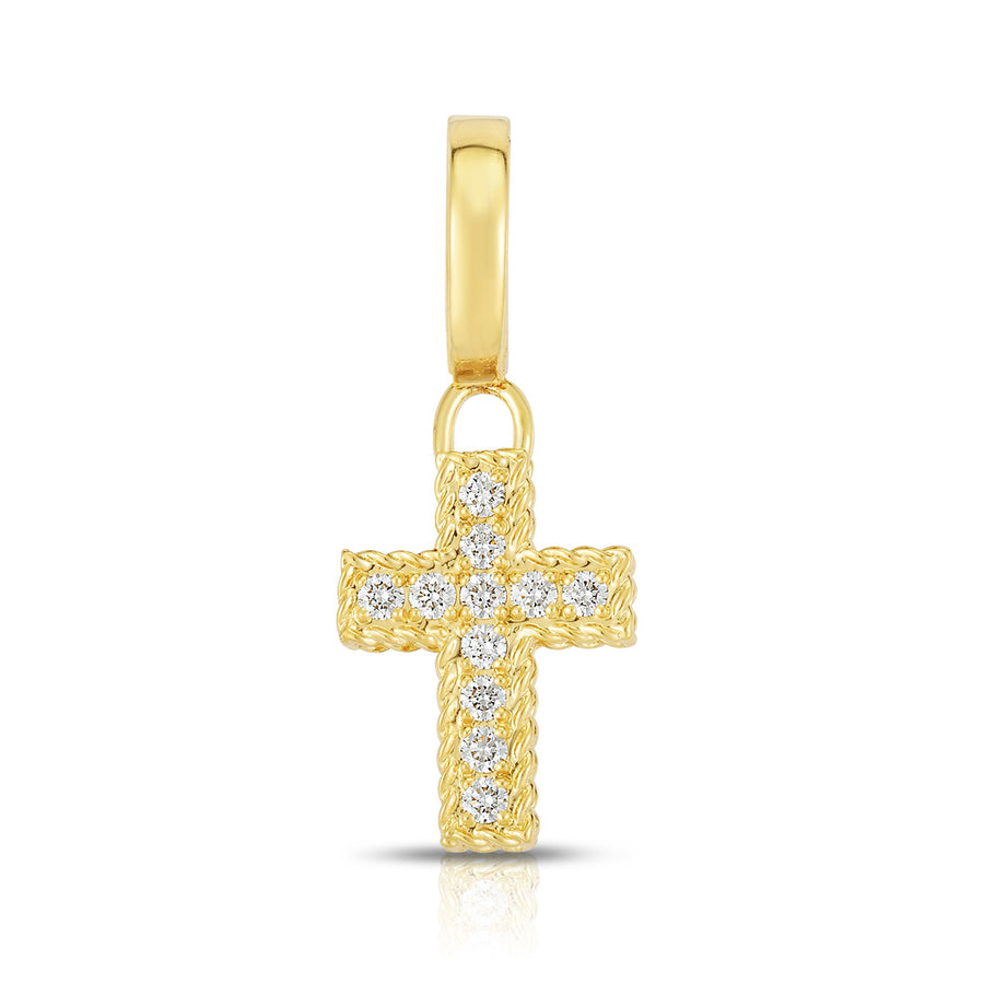 18K Gold and Diamond Princess Cross Charm