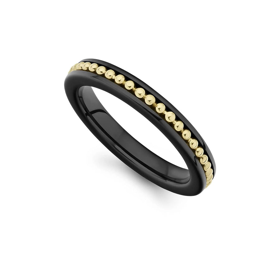 Gold Caviar and Black Ceramic Ring