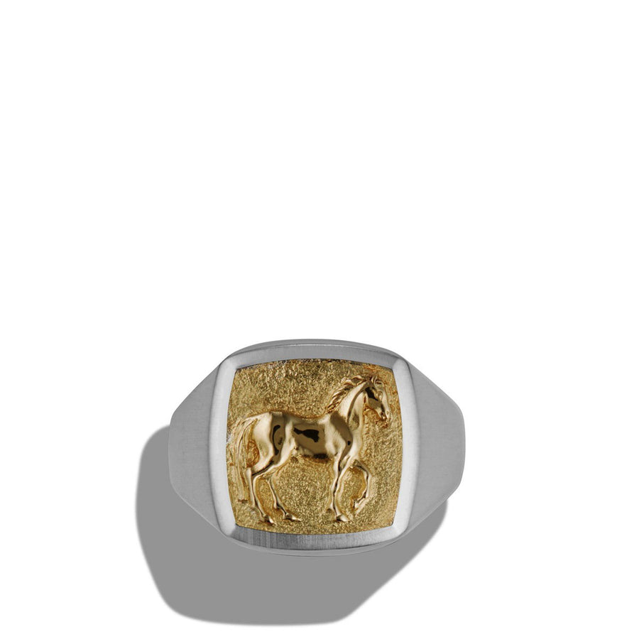 Petrvs Horse Pinky Ring with 18K Gold