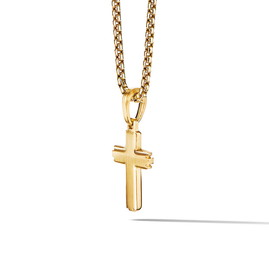 Deco Cross Pendant in 18K Yellow Gold