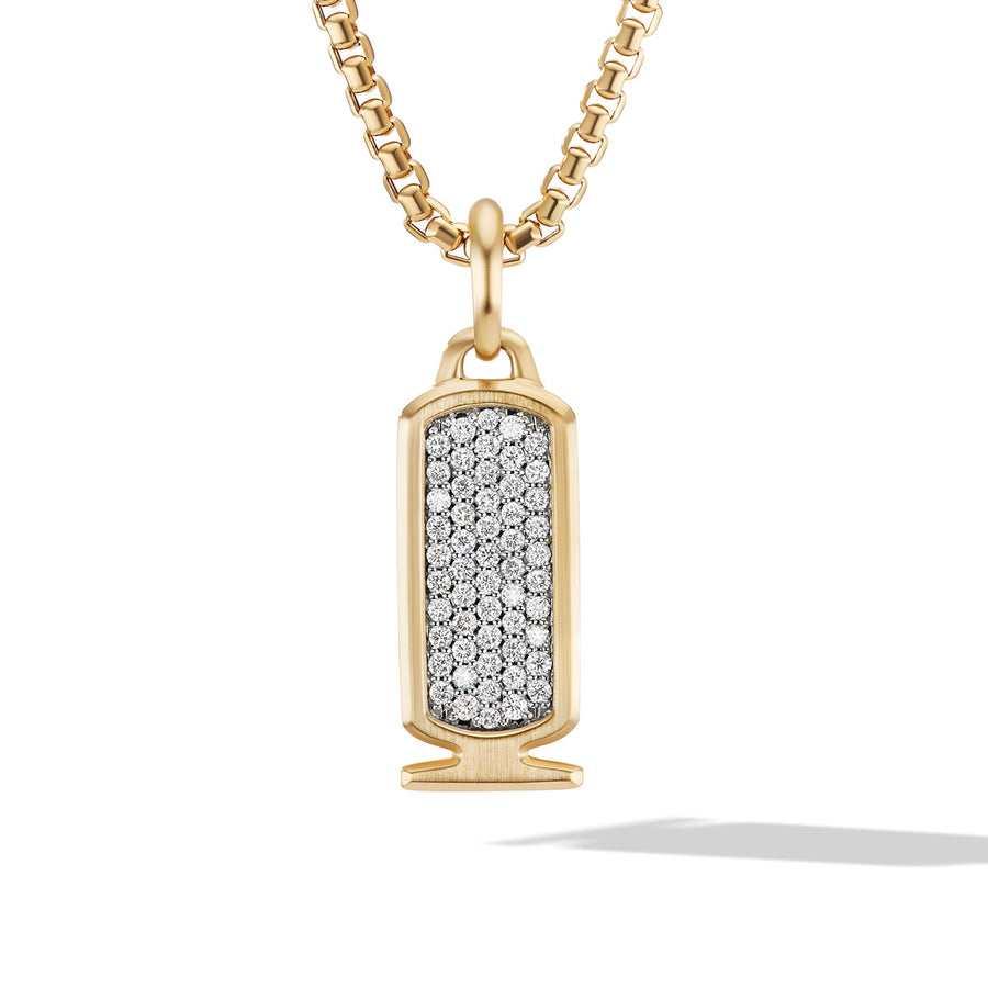 Cairo Cartouche Amulet in 18K Yellow Gold with Pave Diamonds