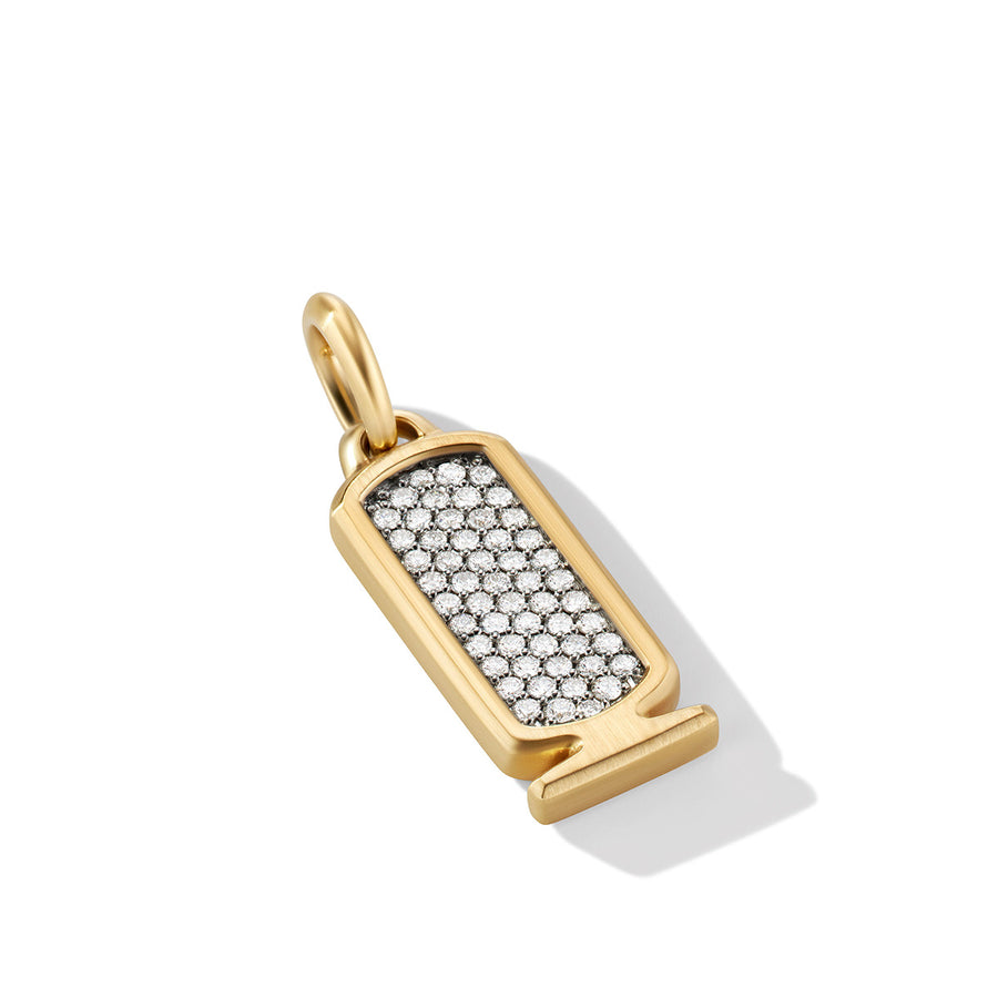 Cairo Cartouche Amulet in 18K Yellow Gold with Pave Diamonds